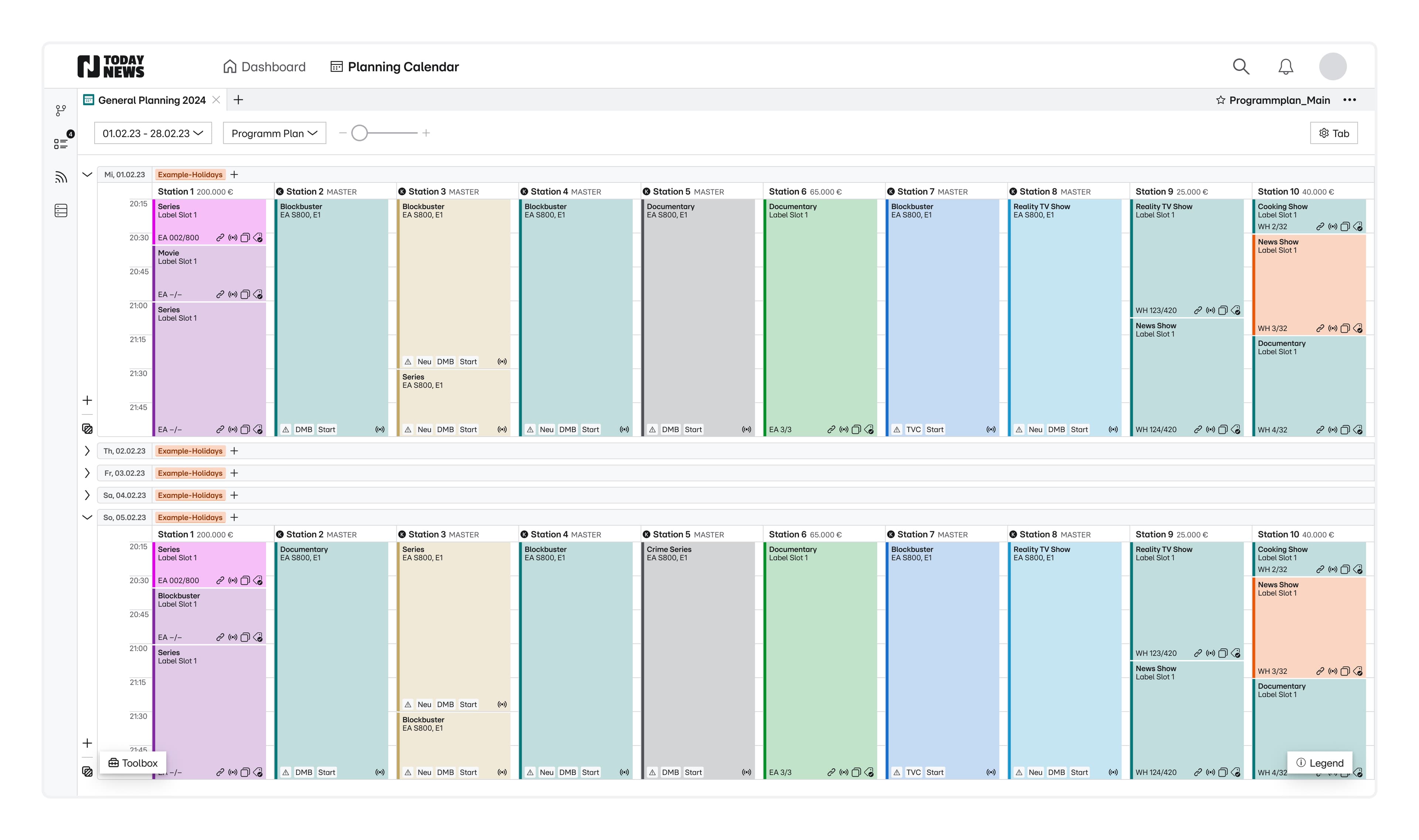 Program Plan view — competition data management