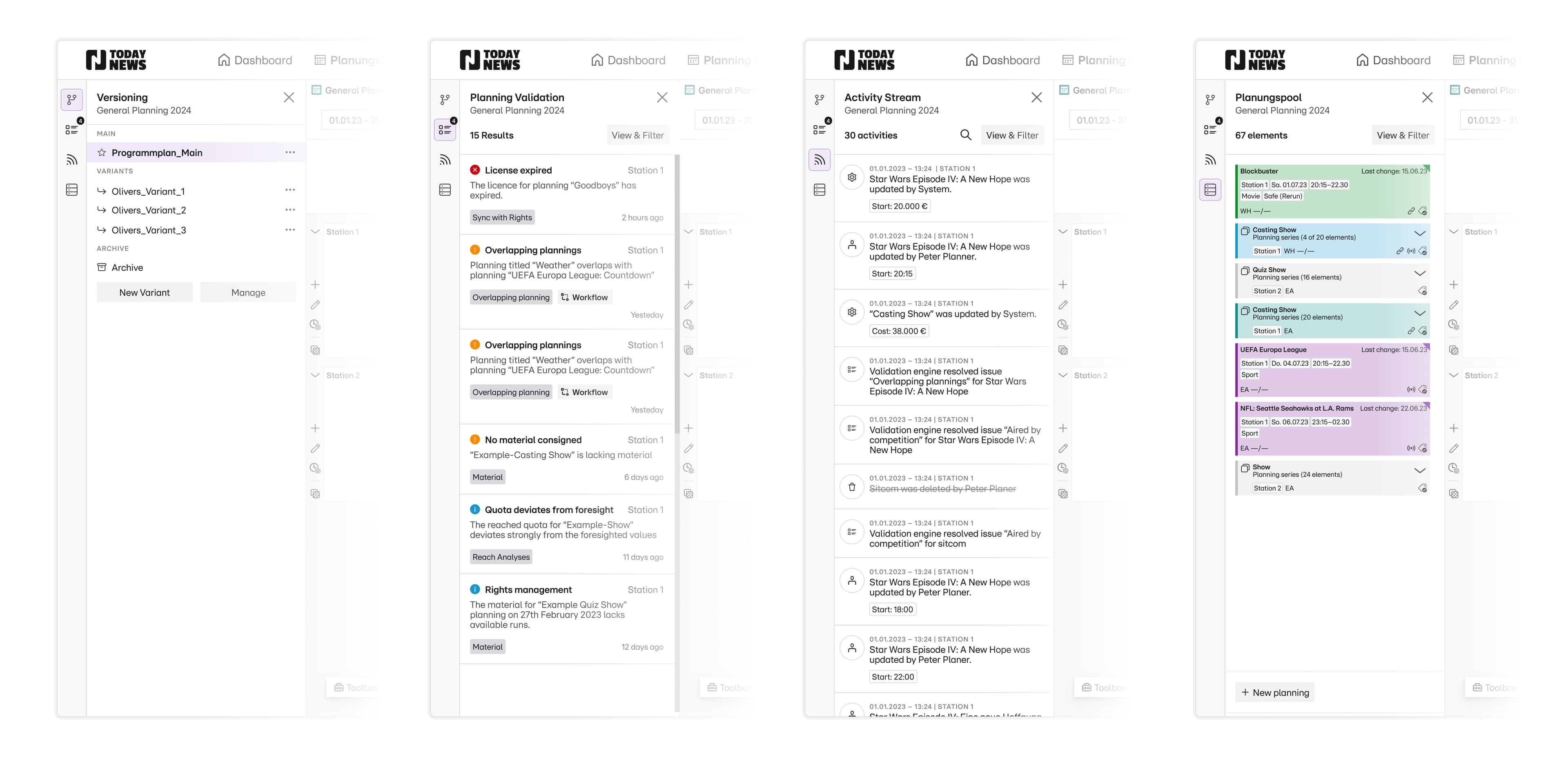 Media planning tool — detailed UI showcase